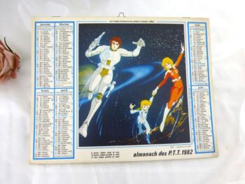 Ancien almanach des Postes et Télégraphes de 1982 sur papier cartonné recto/verso, avec la photo "Capitaine Flam" et 10 feuilles intérieures.