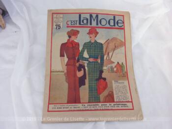 Revue C'est la Mode du 17 mars 1935 sur 32 pages avec des modèles de jupes, de blouseset des explications pour des travaux de broderies.