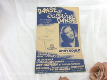 Ancienne partition Danse Ballerine Danse avec Anny Gould, paroles françaises de André Hornez et musique de Karl Sigman avec Ray Ventura et son orchestre.