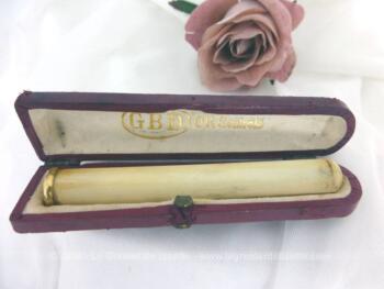 Ancien fume cigarette écume de mer et or avec étui en cuir , bel objet vintage et unisexe, très tendance et discret.