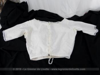 Ancien bustier cache corset batiste et dentelle, pour taille fine, avec dentelles, broderies et incrustations.