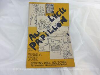 Ancienne partition chanson "Au Lycée Papillon", copyright de 1936 aux éditions Paul Beuscher à Paris, musique de Juel paroles de Georgius.