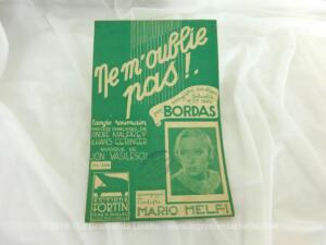 Ancienne partition chanson « Ne m’oublie pas » par Bordas