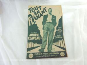 Ancienne partition « Tout en Flânant » d’André Claveau