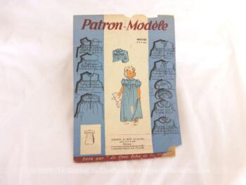 Ancien patron Chemise de Nuit pour fillettes de 2 à 4 ans des années 50, numéro 400133 de la marque Patron Modèle, édité par "Le Petit Echo de la Mode".