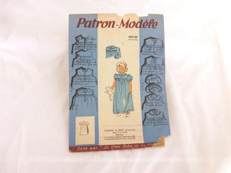 VENDU - Ancien patron Chemise de Nuit pour fillettes - Le Grenier de