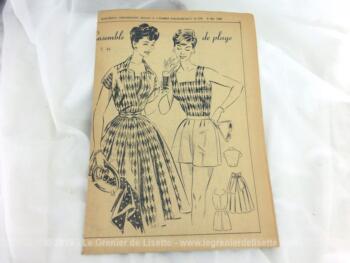 Patron Ensemble de Plage de Femmes d'Aujourd'hui 1958, taille 44 avec à l'intérieur tous les dessins des patrons. A vous le super ensemble de plage, haut, combishort et jupe ... tout droit sortis de la mode d'été 1958. Tellement vintage et actuel à la fois !