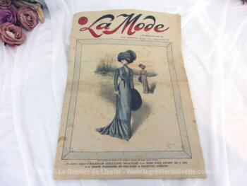 Revue La Mode du 31 janvier 1909 sur 12 pages avec publicité, mode, petites annonces, recettes de cuisine, tout le charme de la mode du tout début du siècle... Incroyable !