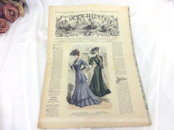Revue La Mode Illustrée du 20 novembre 1904 avec des modèles de tailleurs et robes ainsi qu'un patron pour une robe. Tout le charme de la mode du début du siècle... Incroyable !