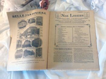 Ancienne revue "Nos Loisirs" du 6 juin 1909, correspondant au numéro 23 de la 4° année, au prix de dix centimes.