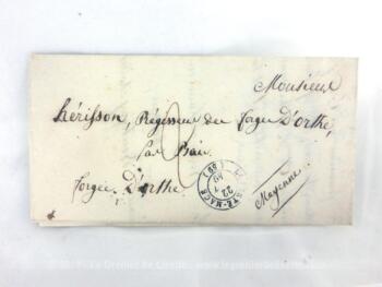 Ancienne lettre pli du 21 aout 1849 expédiée de Ferté-Macé à un Régisseur des Forges D'Orthe en Mayenne.