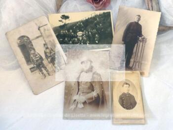 Voici cinq photos anciennes de soldats datant de la fin du XIX° jusqu'au début du siècle dernier. Ces photos seront à vous et donc libres de droit. C'est pour cela qu'elles vous apparaissent floutées afin de ne pas être copiées !