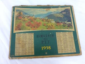 Almanach des PTT pour l' année 1958 cartonné avec un semestre de chaque coté et sa photo. Plus de feuillets intérieurs.