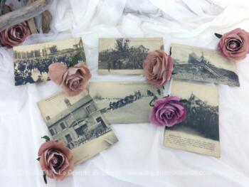 Six anciennes cartes postales portant sur guerre 14-18 datées de 1916 à 1919 avec des correspondances entre soldats et famille.