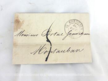 Ancienne lettre pli du 30 décembre 1832, vieille de 188 ans, correspondance d'un homme habitant Bordeaux qui présente ses meilleurs voeux à un ami de Montauban...