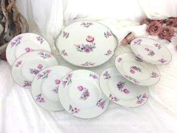 VENDU - Service dessert avec plat et assiettes porcelaine Limoges T.L.B.
