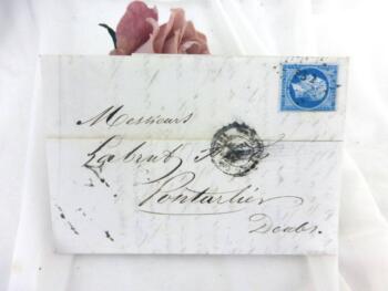 Ancienne lettre pli du 2 juillet 1859, de 161 ans, écrite de Paris à Pontarlier, entre un vendeur de fromages et son fournisseur.