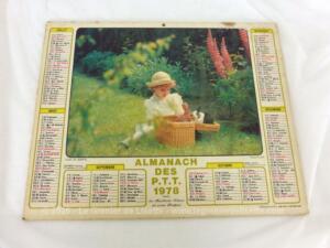 Ancien almanach des P.T.T. de 1978 Fillette et lapins