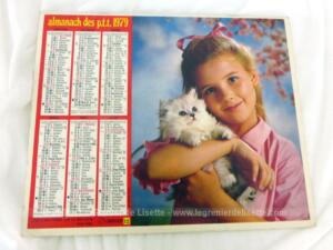 Ancien almanach des P.T.T. de 1979 Fillette au chat