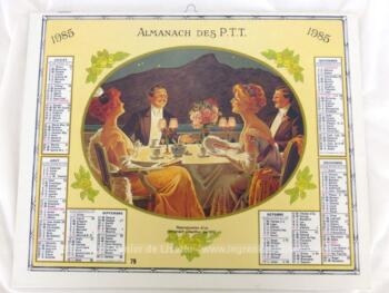 Ancien almanach des P.T.T. de 1985 avec des dessins de reproductions d'almanach d'Oberthur, pour l'année 1919 d'un coté et 1914 de l'autre avec 12 feuillets supplémentaires.