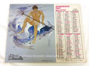 Ancien almanach des P.T.T. de 1987 Dessin Neptune