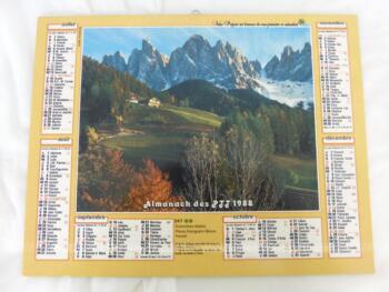 Ancien almanach des P.T.T. de 1988 avec d'un coté un skieur et un alpage de l'autre. Il y a 8 feuillets supplémentaires plus un grand poster de Jean-Jacques Goldman agrafé au centre et plié en deux.