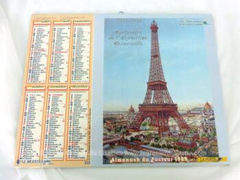 Ancien almanach des P.T.T. de 1989 avec des dessins représentant la Tour Eiffel à des périodes différentes. Il y a 12 feuillets supplémentaires dont un dessin de la Prise de la Bastille.