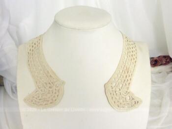 Ancien col avec retours dentelle au ruban ivoire – Image 6