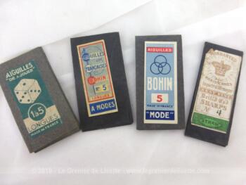 Voici un lot de 4 anciens paquets d'aiguilles de marques différentes avec de superbes étiquettes vintages sur les paquets... alors vous pourrez mettre ces pochettes d'aiguilles en décoration ou vous en servir ! A vous de choisir...