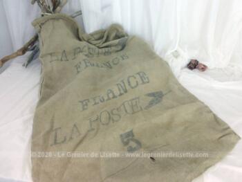 Sac ancien en toile de lin avec l'inscription 