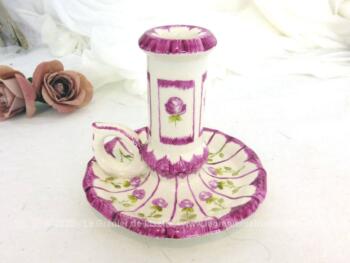 Voici un bougeoir forme rat de cave en céramique aux couleurs très tendance shabby avec ses petites fleurs.