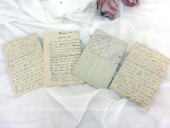 Voici quatre anciennes cartes postales colorisées représentant des couples souhaitant la 