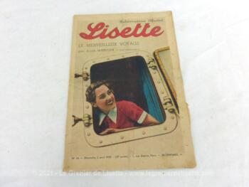 Ancienne revue Lisette du 2 avril 1939, numéro 14 de la 19eme année sur 16 pages portant le titre de "Le Merveilleux Voyage".