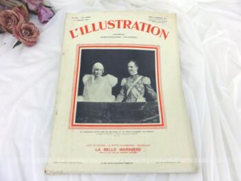 Journal L'Illustration du 11 janvier 1930 avec en couverture une photo de la "La Princesse Marie-José de Belgique et le Prince Humbert de Piemont" au balcon du Quirinal à Rome.