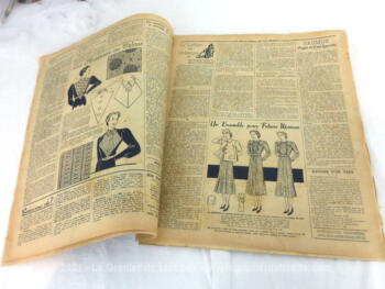 Ancienne revue Le Petit Echo de la Mode du 12 septembre 1937 avec des modèles de robes et des patrons pour robe, barboteuse et liseuse au tricot.
