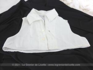 Ancien faux col guimpe coton blanc côtelé