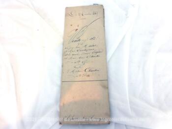 Voici un acte notarié sur deux doubles pages pour une vente réalisée le 27 décembre 1867 avec sceau du Timbre Impérial et seau en relief de l'Aigle.