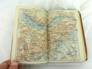 Ancien livre "Les Guides Bleus" concernant le pays de la SUISSE pour l'année 1920, avec cartes et dépliants d'époque.