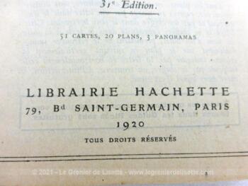 Ancien livre "Les Guides Bleus" concernant le pays de la SUISSE pour l'année 1920, avec cartes et dépliants d'époque.