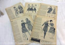 Voici un lot de 5 patrons de robes modèles années 60, supplément hebdomadaire de la revue "Femmes d'Aujourd'hui". Vraiment vintage et déjà dans la tendance seventeen ! Superbe....