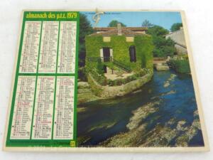 Almanach cartonné des PTT de 1979 et ses 8 feuillets