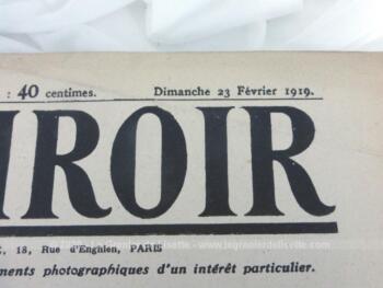 Ancienne revue "Le Miroir" du 23 février 1919. Sur 16 pages dédiées aux perspectives et avenir de certains pays à la fin de l'armistice française de la guerre 14-18.