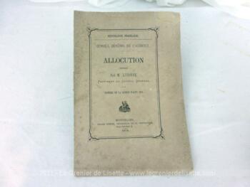 Voici sur papier d'époque, le texte complet de l'Allocution Président Conseil Général Hérault par M. Lisbonne lors de la clôture de la session d'aout 1873.