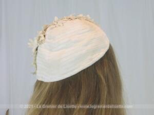 Ancien chapeau bibi blanc fleurs tissus coté