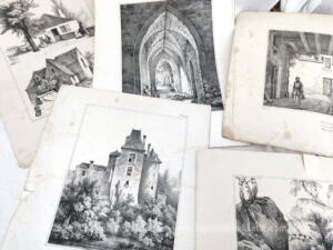 Lot de 7 pages de gravures de livres du XIX°