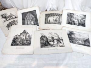 Lot de 7 pages de gravures de livres du XIX°