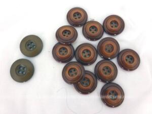 Lot de 12 boutons tons ambré