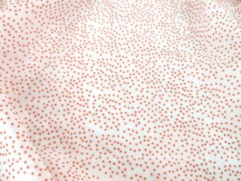 Sur 68 x 200 cm, voici un adorable coupon de tissus très léger, aérien, en coton mélangé avec des pois rouges sur fond blanc cassé.