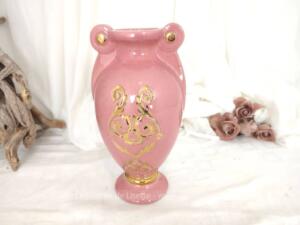 Superbe vase rose shabby forme amphore