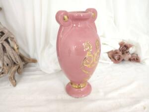 Superbe vase rose shabby forme amphore